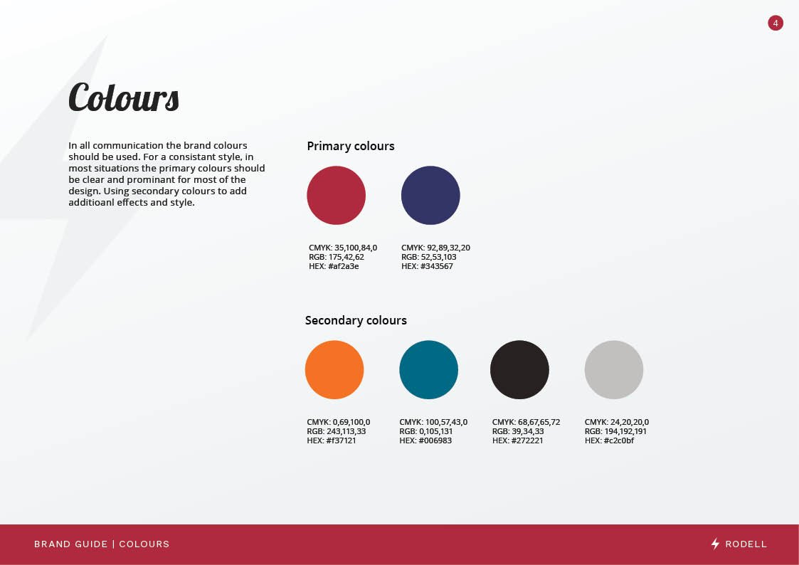 Brand guide for colours