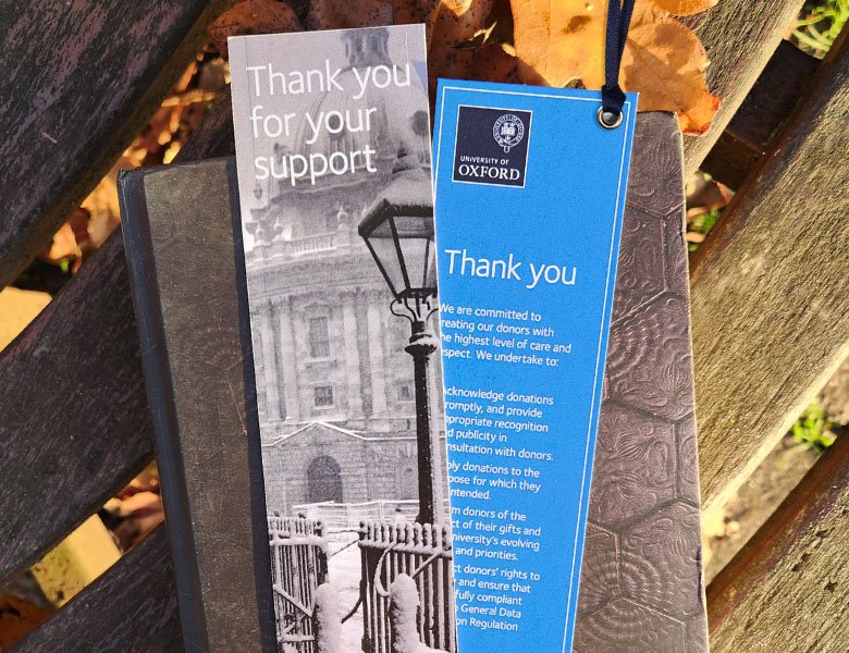 Oxford University bookmarks design blue